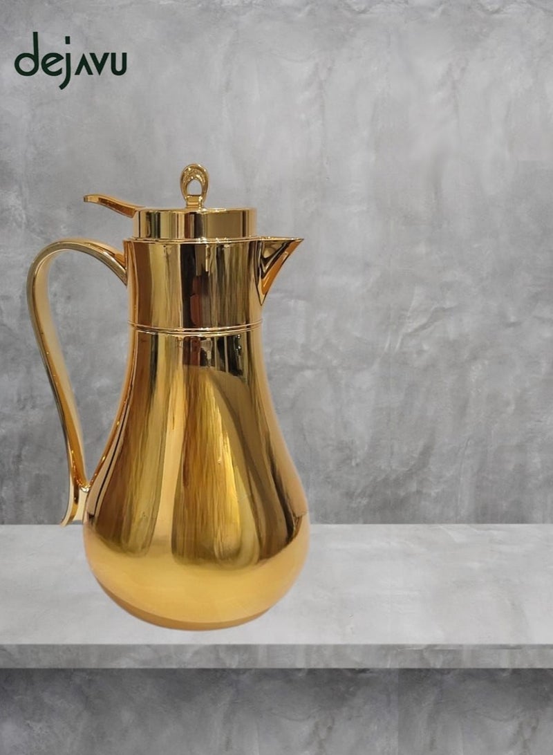 Dejavu Thermos Dallah  for Tea and Coffee Stainless steel Golden