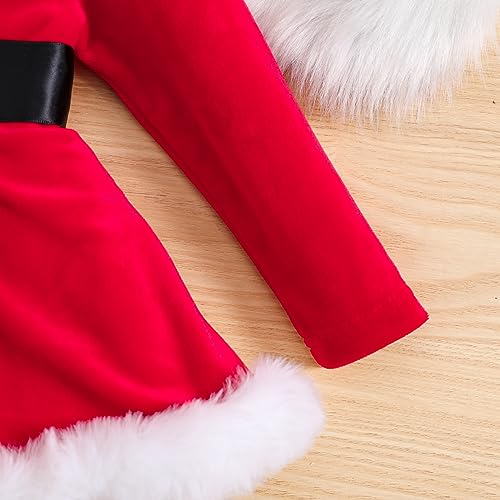 Bonangber Newborn Baby Girl Christmas Outfit Santa Claus Romper Dress Long Sleeve Princess Dress Red Christmas Dress(A-Red,0-6 Months) - Image 4