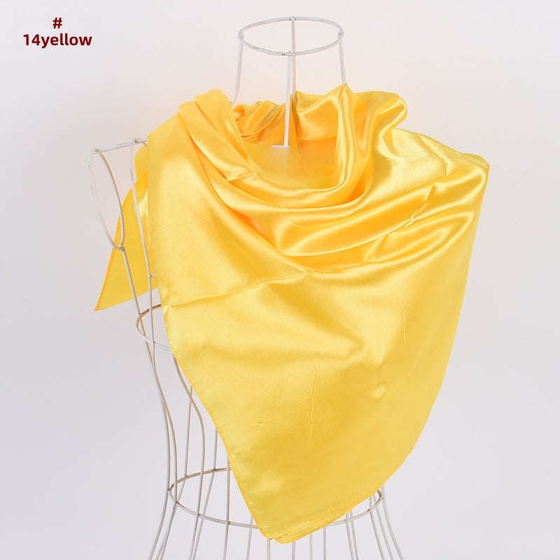 New Solid Color Womens Silk Scarf Yellow -14 