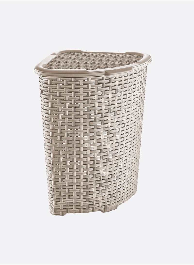 Dunya Plastik Plastic Corner 52-L Laundry Basket with Lid & Handles.  - Image 2