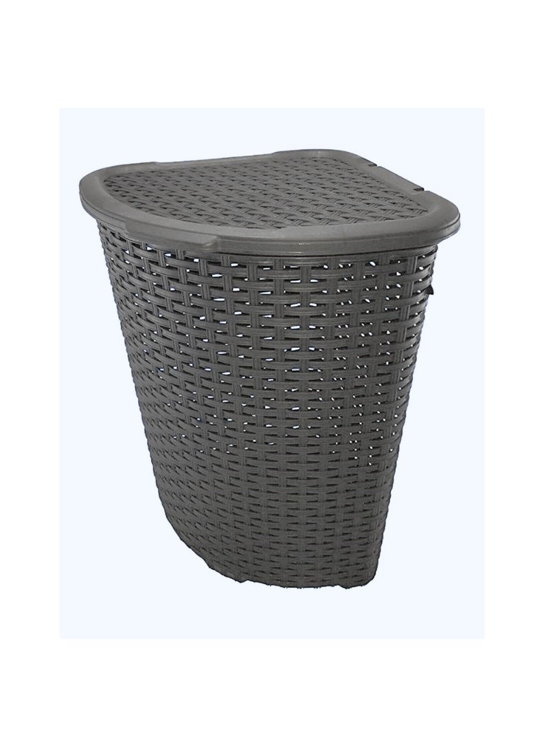 Dunya Plastik Plastic Corner 52-L Laundry Basket with Lid & Handles.  - Image 1
