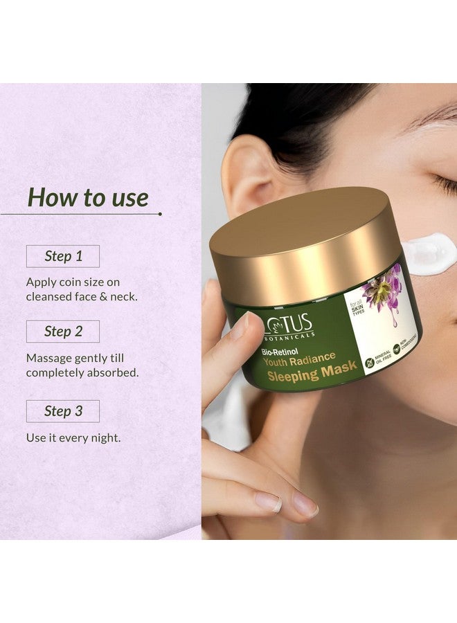 LOTUS BOTANICALS Bio Retinol Anti-Ageing Youth Radiance Sleeping Mask | Reduces Fights Fine Lines & Nourishes Skin | Preservative Free | For All Skin Types | 50G  - Image 4
