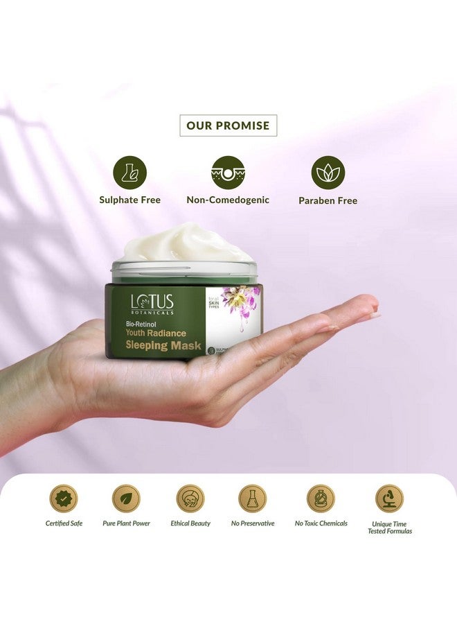 LOTUS BOTANICALS Bio Retinol Anti-Ageing Youth Radiance Sleeping Mask | Reduces Fights Fine Lines & Nourishes Skin | Preservative Free | For All Skin Types | 50G  - Image 5