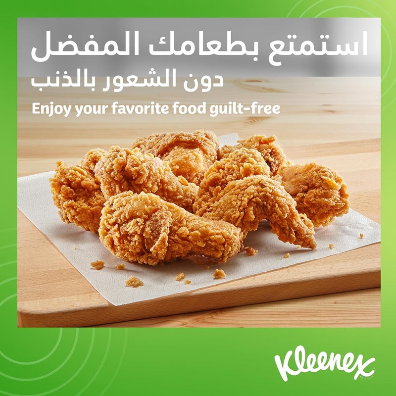 Kleenex , Calorie Absorb Kitchen Paper Towel Roll, Pack of 3+1 Free Roll x 50 Sheets, Food- Grade Kitchen Tissues, Calorie Absorber Towels (Up to 201 KCAL), 3-Ply Strength, Versatile Usage - Image 3