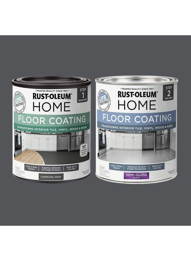 RUST-OLEUM Rust-Oleum 367604 Home Interior Floor Coating Kit, Semi-Gloss Charcoal Gray  - Image 2