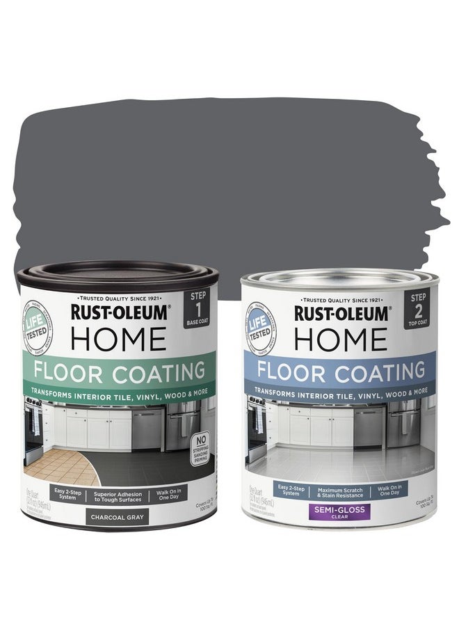 RUST-OLEUM Rust-Oleum 367604 Home Interior Floor Coating Kit, Semi-Gloss Charcoal Gray  - Image 1