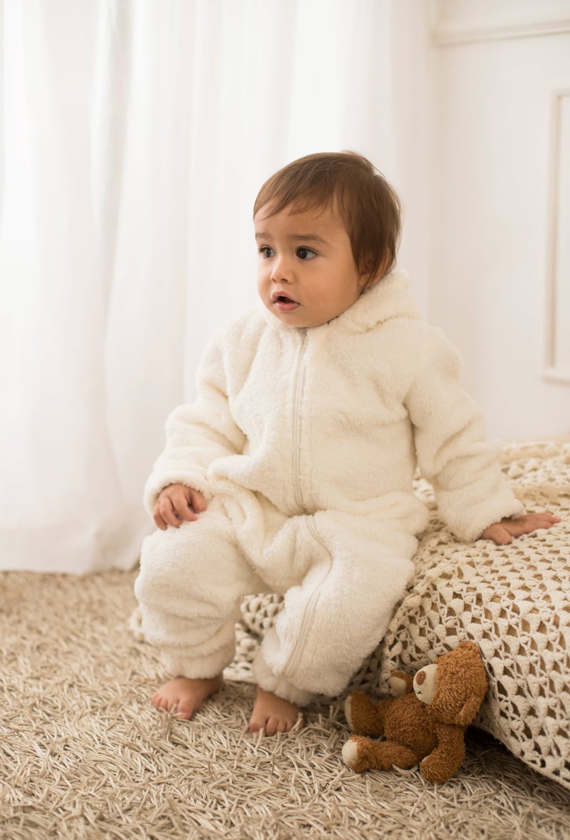 اوركيدز بذلة كاملة مبطنّة برأس لأطفال للاطفال – اوف وايت - Image 1