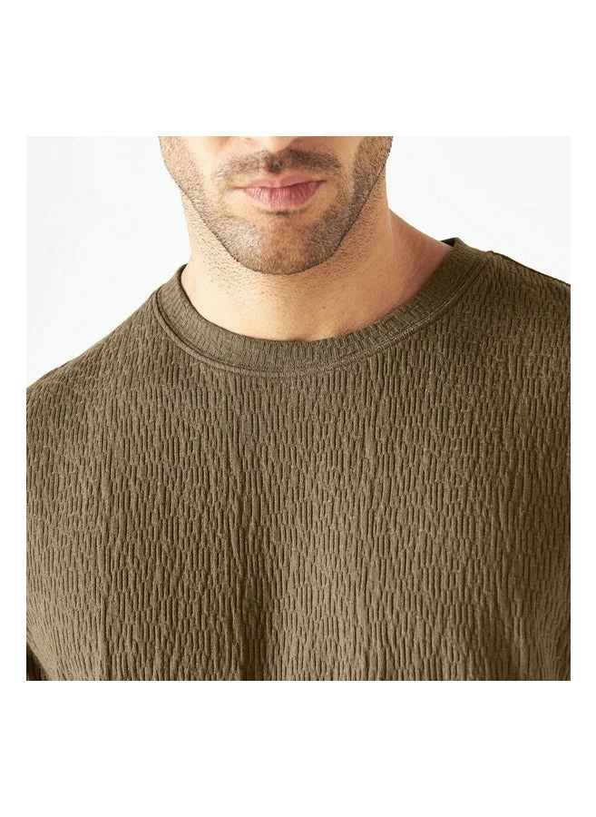 ايكونيك Textured Crew Neck T-Shirt