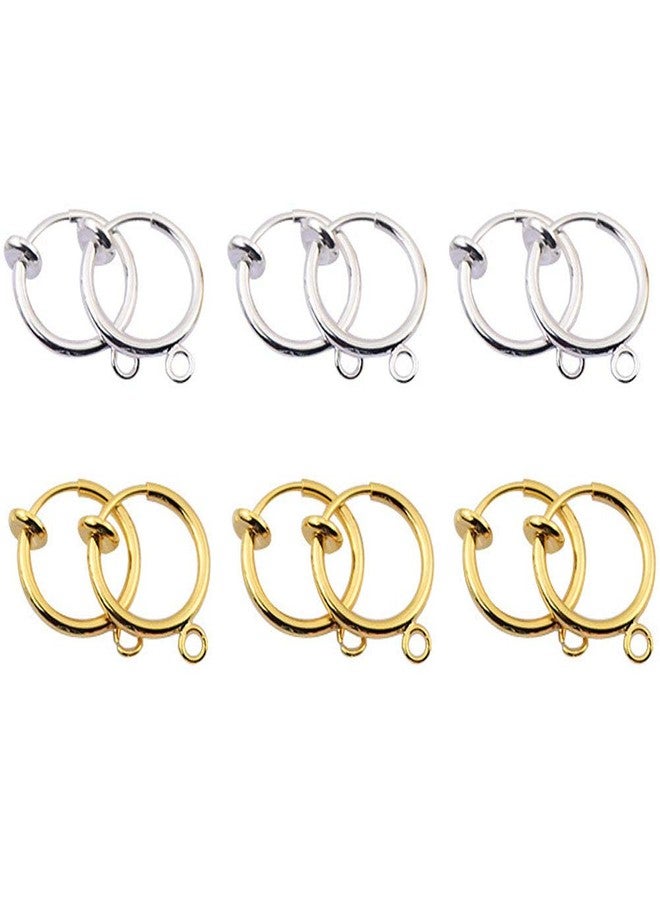 Teensery 12 Pcs 13mm Clip On Hoop Earrings Non-Pierced Earring Clips Spring Hoop Ear Rings with Loop for DIY Earring Making - Image 1