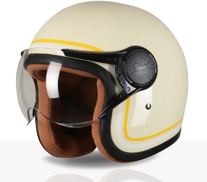TVS MissFit Women's Open Face Helmet | Lightweight Shell | Pastel Colors Designed Exclusively for Women | Extreme Comfort Fit for Girls | Clear Visor | DOT & ISI Certified (Cafe) (L) - Image 1