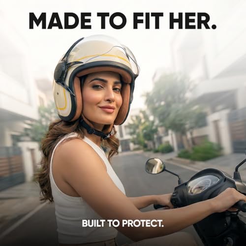 TVS MissFit Women's Open Face Helmet | Lightweight Shell | Pastel Colors Designed Exclusively for Women | Extreme Comfort Fit for Girls | Clear Visor | DOT & ISI Certified (Cafe) (L) - Image 2