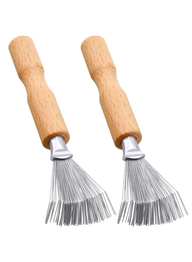 يونج شنج 2 قطعة أداة تنظيف فرشاة الشعر أداة تنظيف المشط منظف فرشاة الشعر فرش المشط فرشاة إزالة أوساخ الشعر مع معدن (مقبض مع أخدود) - Image 1