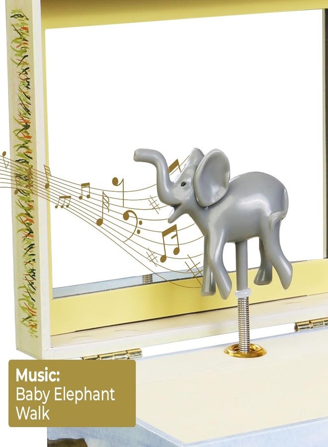 Enchantmints Savanna Musical Jewelry Box Elephant Spins to Baby Elephant Walk 3 Pullout Drawers Treasure Storage - Image 5