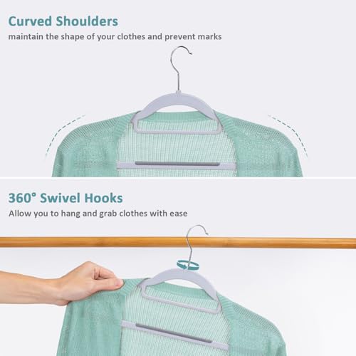 LMTrystFit 30-Pack Plastic Clothes Hangers, Space Saver, Non Slip, 360° Swivel Hook, 0.2 Inches Slim, Sturdy Heavy Duty Hangers for Coat, Durable Hangers for Suits, Light and Dark Gray - Image 5