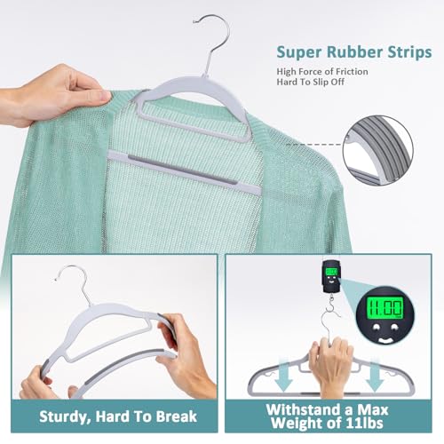 LMTrystFit 30-Pack Plastic Clothes Hangers, Space Saver, Non Slip, 360° Swivel Hook, 0.2 Inches Slim, Sturdy Heavy Duty Hangers for Coat, Durable Hangers for Suits, Light and Dark Gray - Image 4