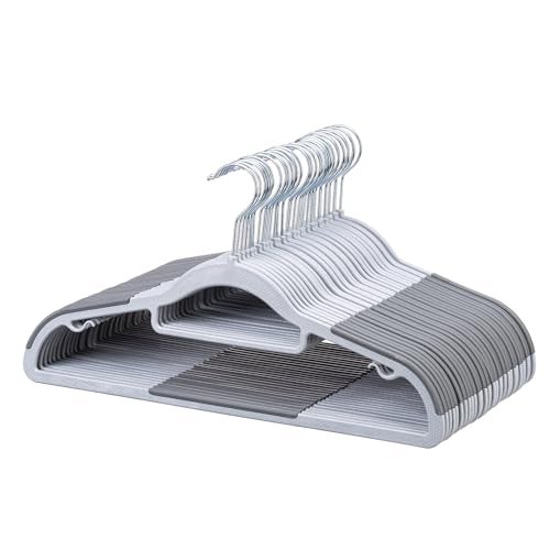 LMTrystFit 30-Pack Plastic Clothes Hangers, Space Saver, Non Slip, 360° Swivel Hook, 0.2 Inches Slim, Sturdy Heavy Duty Hangers for Coat, Durable Hangers for Suits, Light and Dark Gray - Image 1
