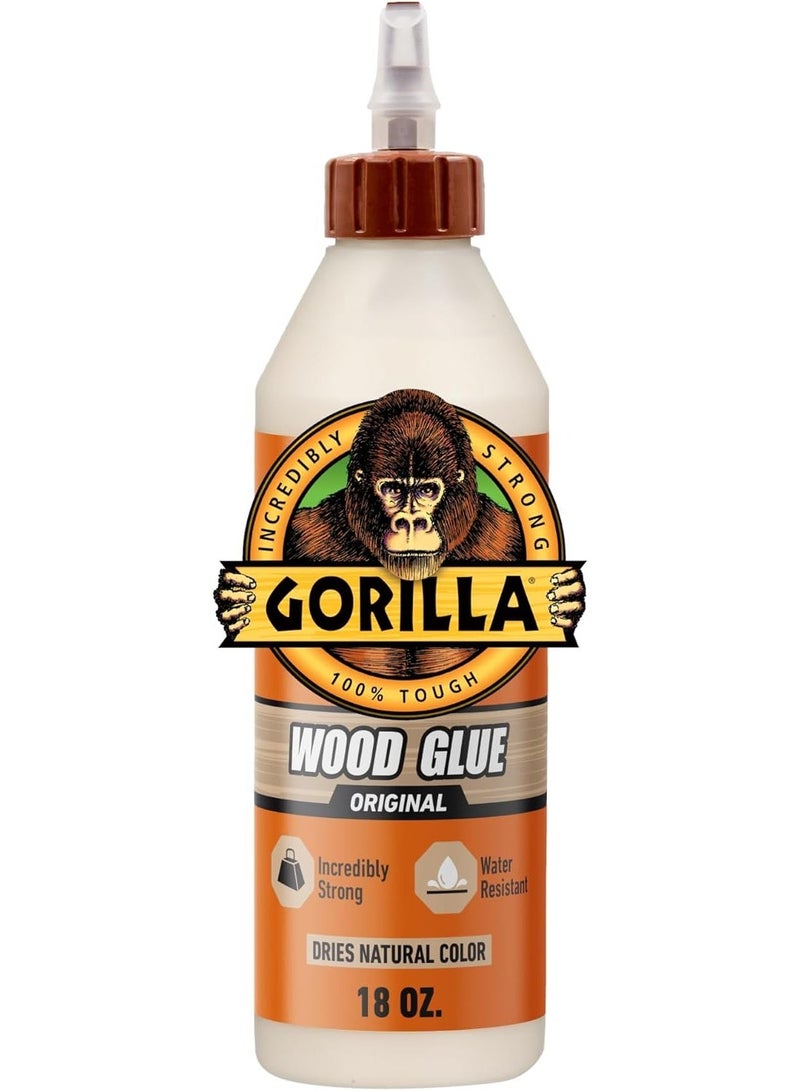 Gorilla Wood Glue, 18 Ounce Bottle, Natural Wood Color, (Pack of 1) - Image 1