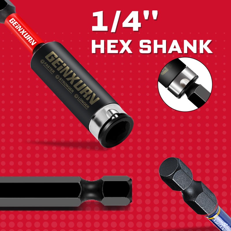 Geinxurn Magnetic Torsion Impact Bit Holder, 4PACK Extension Locking Socket Drill Bit Holder S2 Alloy Steel Hex Shank Quick-Change Drill Bit Guide(2.5" 3" 6" 12") - Image 4