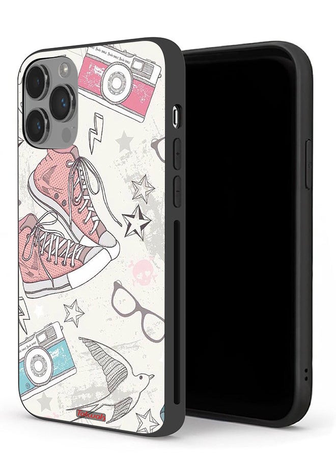 Tolwak - Apple iPhone 14 Pro Protective Case Canva Shoes And Camera Art - Image 1