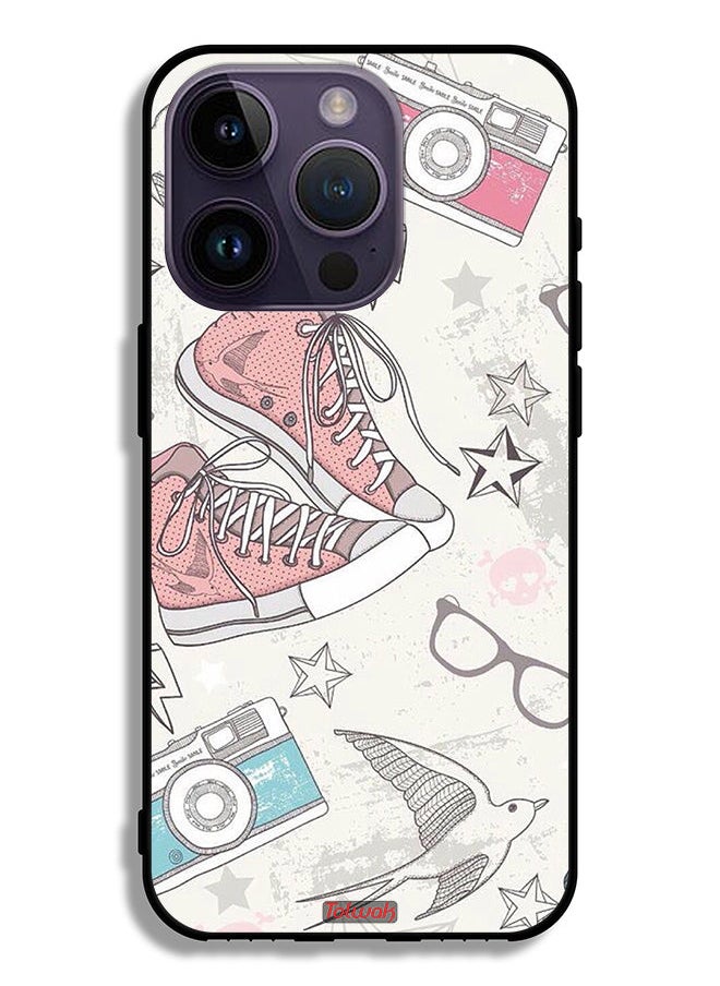 Tolwak - Apple iPhone 14 Pro Protective Case Canva Shoes And Camera Art - Image 1