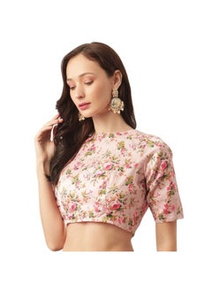 Studio Shringaar Studio Shringaar Women's Readymade Polyester Digital Printed Elbow Length Sleeves Saree Blouse (Pink, 46)  - Image 4