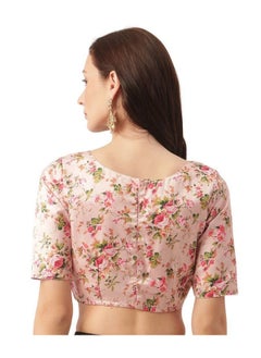 Studio Shringaar Studio Shringaar Women's Readymade Polyester Digital Printed Elbow Length Sleeves Saree Blouse (Pink, 46)  - Image 2
