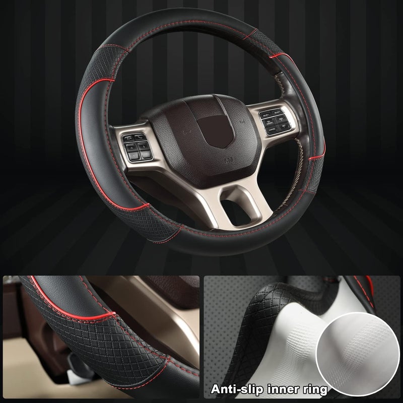 GIANT PANDA Car Steering Wheel Cover for Dodge Ram 1500 2500 3500 - Black - Image 4