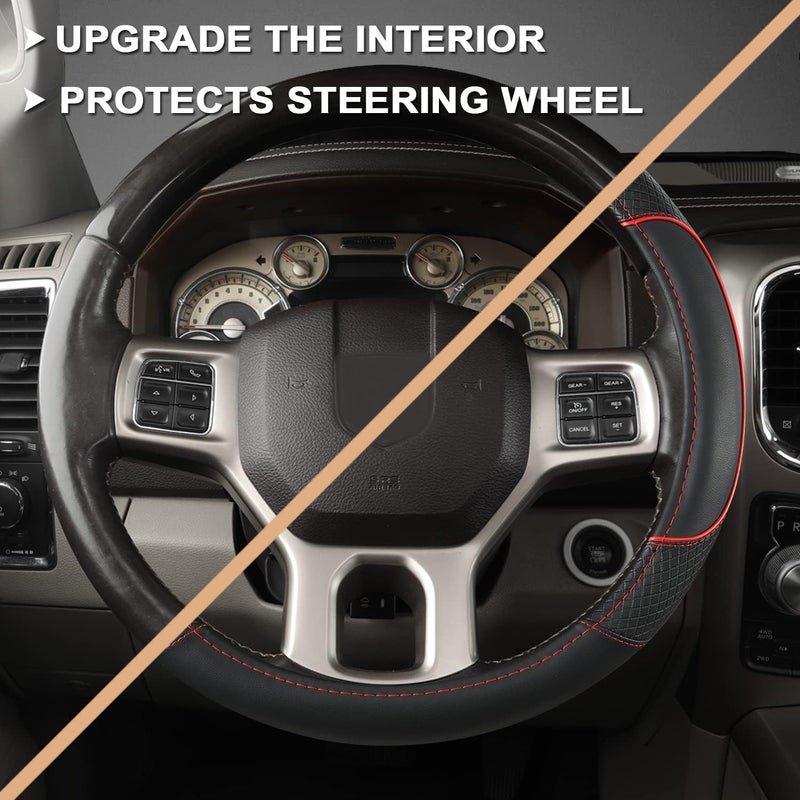 GIANT PANDA Car Steering Wheel Cover for Dodge Ram 1500 2500 3500 - Black - Image 5