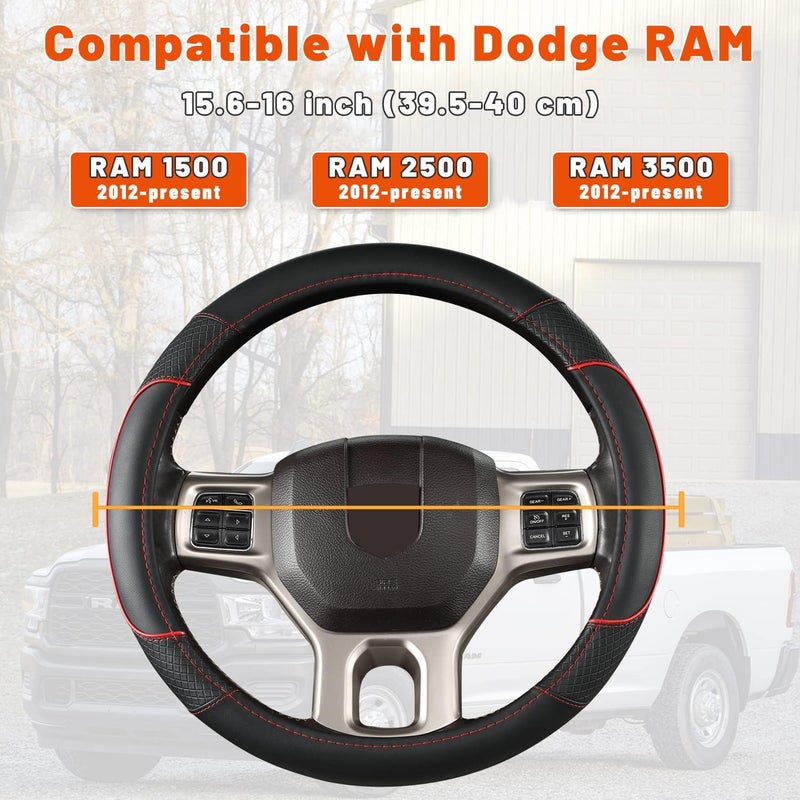 GIANT PANDA Car Steering Wheel Cover for Dodge Ram 1500 2500 3500 - Black - Image 2
