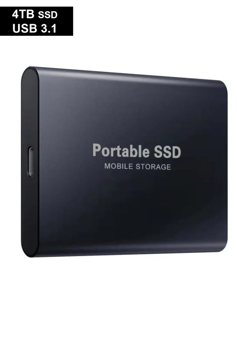 Portable External Hard Drive,4TB Mini SSD Hard Drives,Solid State External Drives,Computer Backup Drive,USB 3.1 to Type-C Support Data Storage Transfer for Windows XP PC Laptop and Mac,Black - Image 1