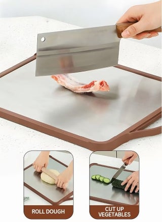 Double Sided Cutting Board,304 Stainless Steel Cutting Boards for Kitchen with Juice Groove, Dishwasher Safe, Knife friendly, Grinding Area 41*30.5 CM - view 5