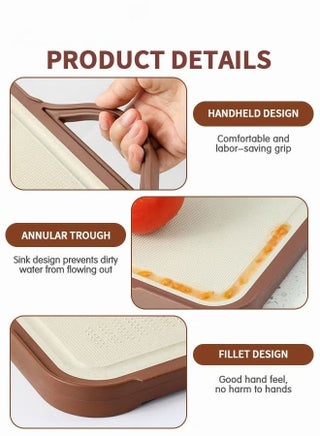 Double Sided Cutting Board,304 Stainless Steel Cutting Boards for Kitchen with Juice Groove, Dishwasher Safe, Knife friendly, Grinding Area 41*30.5 CM - view 3
