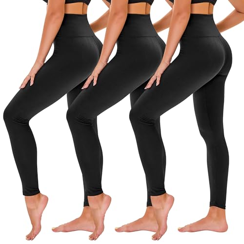 TNNZEET High Waisted Leggings for Women - No See Through Tummy Control Cycling Workout Yoga Pants with Pockets Reg & Plus - Image 1