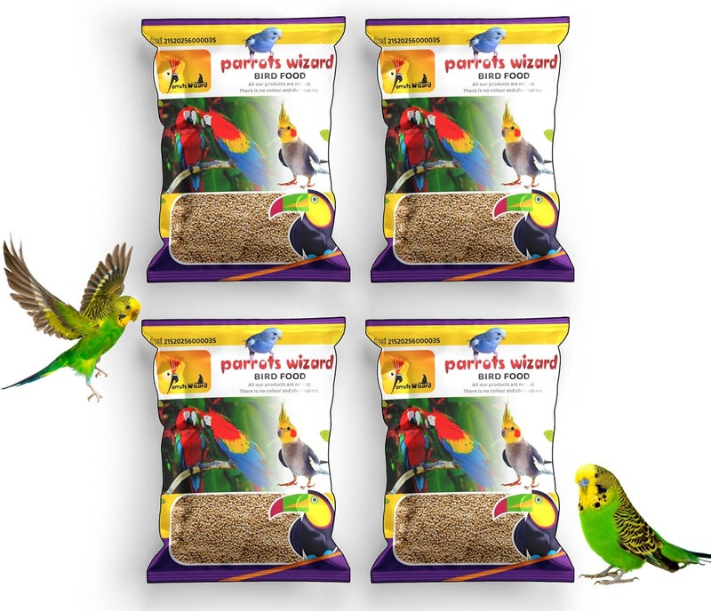 Parrots Wizard طعام طيور جاف لجميع مراحل الحياة، حجم صغير، بذور كانغني، 950 جرام، عبوة تحتوي على 4 وحدات - Image 1