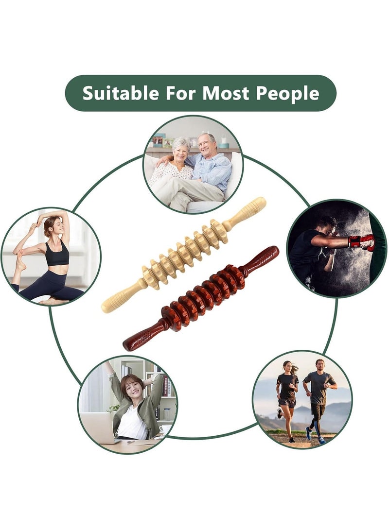 Bukela 2 Pack Wooden Massage Roller Stick, 360° Wood Therapy Maderoterapia Tool, Lymphatic Drainage Massager for Cellulite Reduction, Body Sculpting & Deep Muscle Relief, Manual Self‑Massage Tool - Image 5