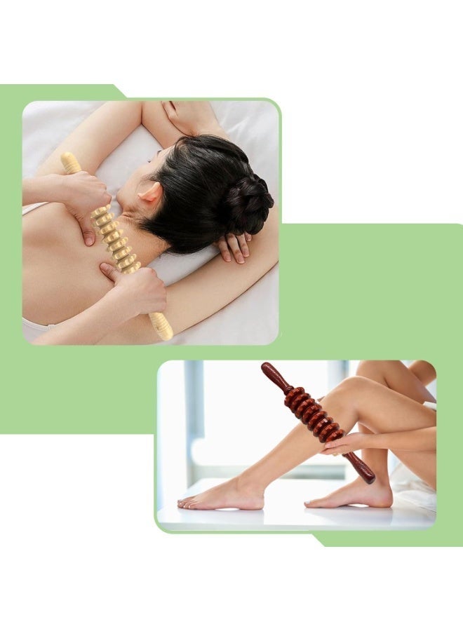 Bukela 2 Pack Wooden Massage Roller Stick, 360° Wood Therapy Maderoterapia Tool, Lymphatic Drainage Massager for Cellulite Reduction, Body Sculpting & Deep Muscle Relief, Manual Self‑Massage Tool - Image 3