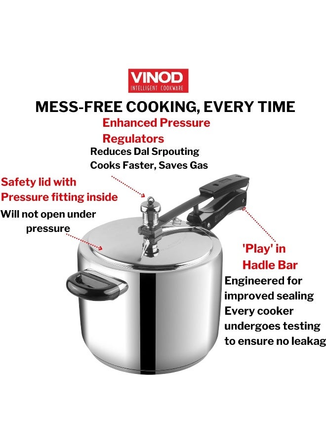 VINOD 5Liters Stainless Steel Inner Lid Pressure Cooker - 5 Litre | Sandwich Bottom Cooker | Induction and Gas Base | ISI and CE Certified silver - Image 3