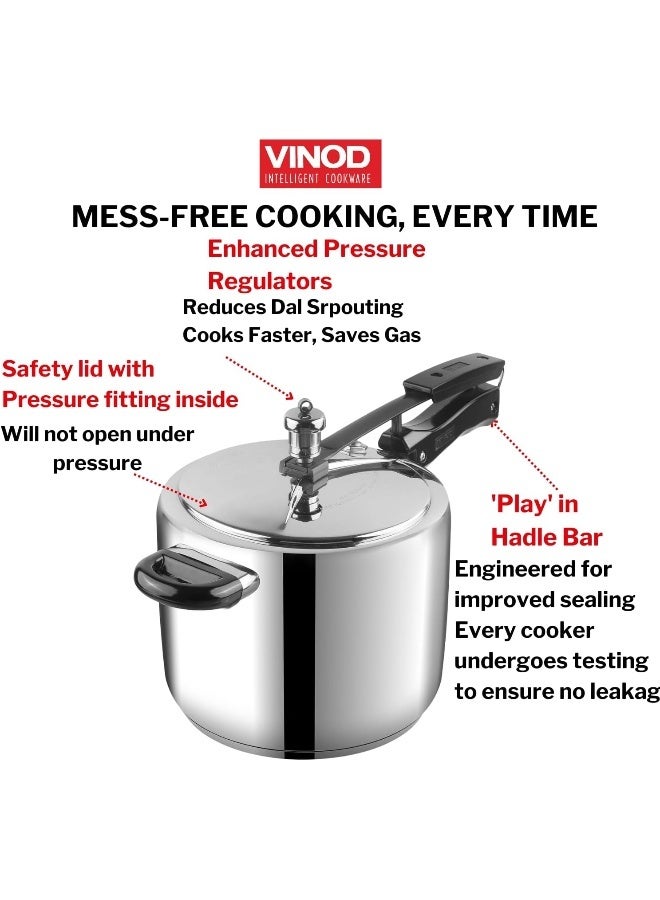 VINOD 5cm Vinod Stainless Steel Inner Lid Pressure Cooker, 5 L, Sandwich Bottom Cooker, Induction & Gas Compatible, ISI and CE Certified silver - Image 3