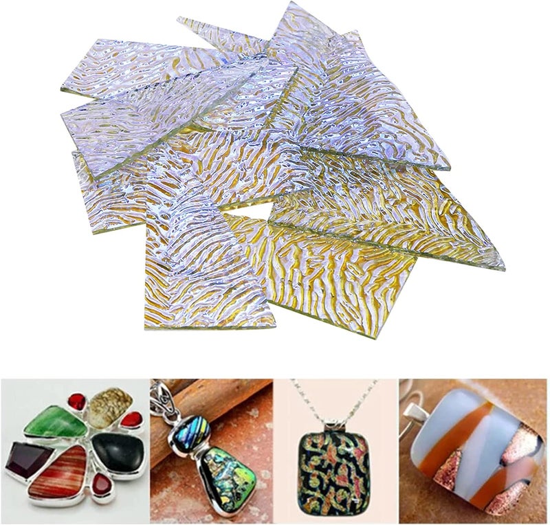 klarako 28g Fusing Glass Jewelry Making Pendant DIY Microwave Kiln Fused Met Glass Fragment Mixed Color Fusible Glass Supplies  Silver Gold - Image 5