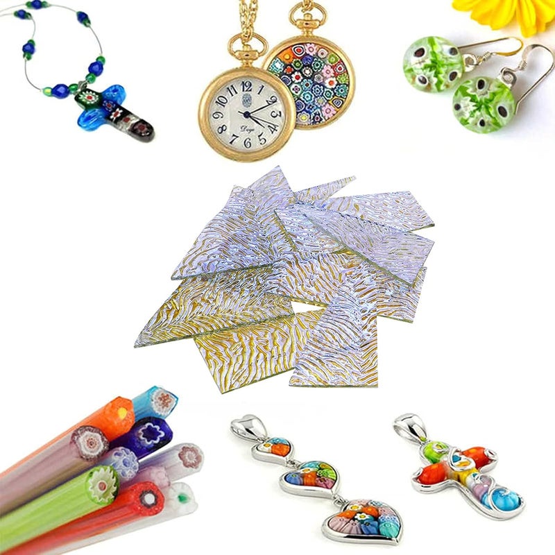 klarako 28g Fusing Glass Jewelry Making Pendant DIY Microwave Kiln Fused Met Glass Fragment Mixed Color Fusible Glass Supplies  Silver Gold - Image 4