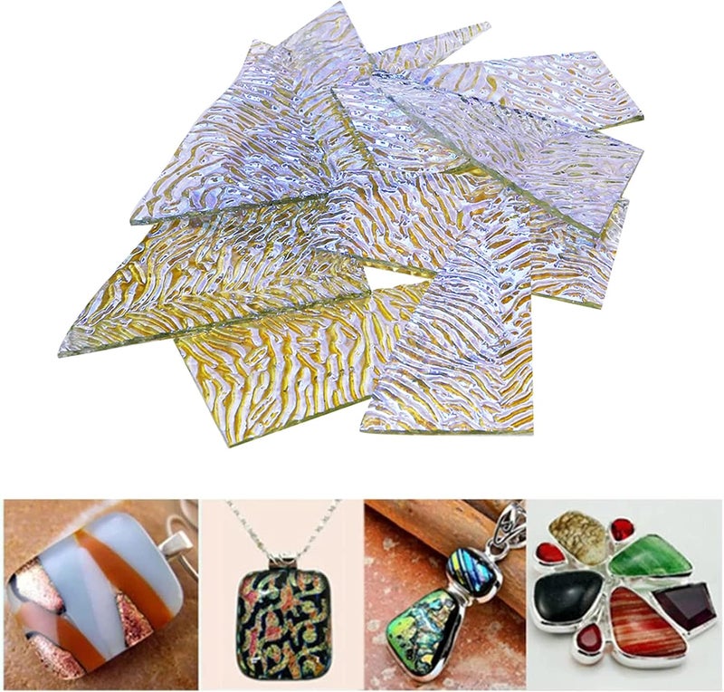 klarako 28g Fusing Glass Jewelry Making Pendant DIY Microwave Kiln Fused Met Glass Fragment Mixed Color Fusible Glass Supplies  Silver Gold - Image 2