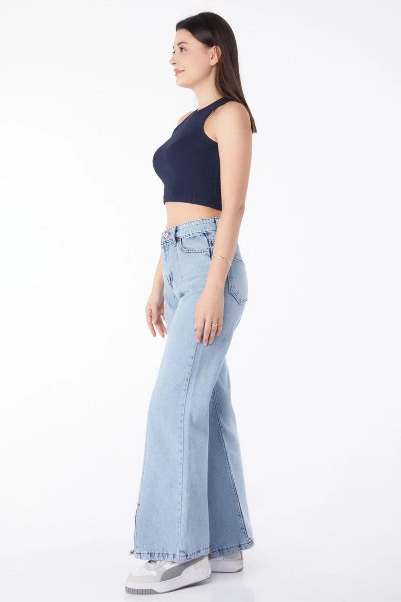 Tofisa Plain Mid Women Blue Denim Pants - 11192