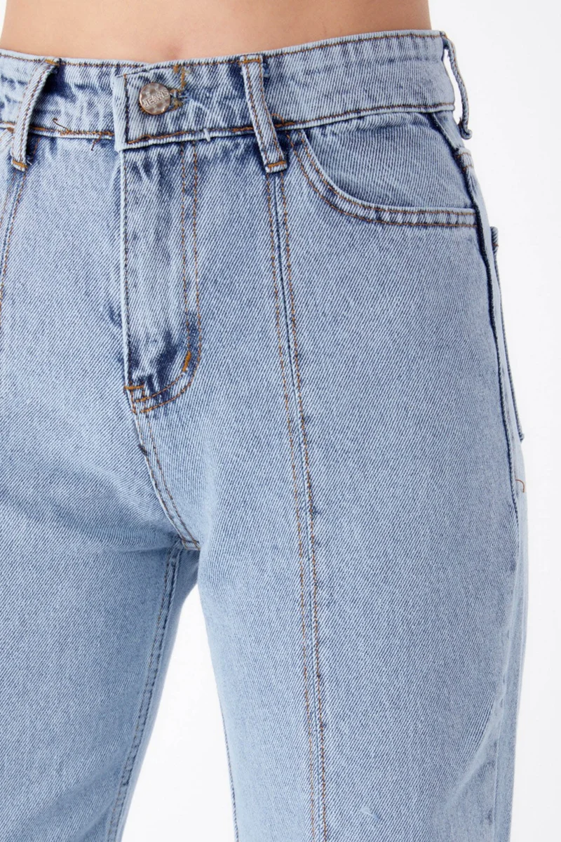 Tofisa Plain Mid Women Blue Denim Pants - 11192