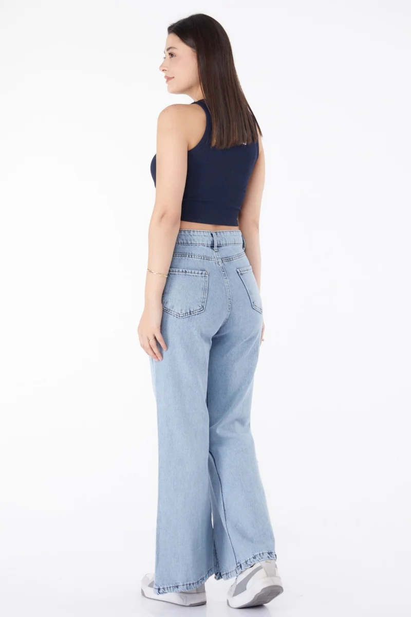Tofisa Plain Mid Women Blue Denim Pants - 11192