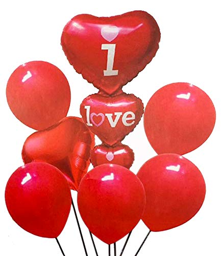 Evisha I Love You Heart and Red Latex Balloons Bouquet for Party Decoration| Gift for Valentine| Valentine Gift | Valentines Day Gift |Valentines Day Decoration Items| Party Decoration Items - Image 1