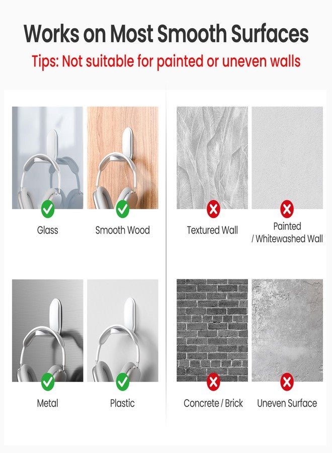 Itramax Wall Mount Headphone Hanger,Magnetic Headset Holder for Desk,1 Pack Adhesive Monitor Headphone Holder,Foldable Sticky PC Gaming Headset Earphone Stand Hook for AirPods Max,Bose,Xbox-White - Image 4