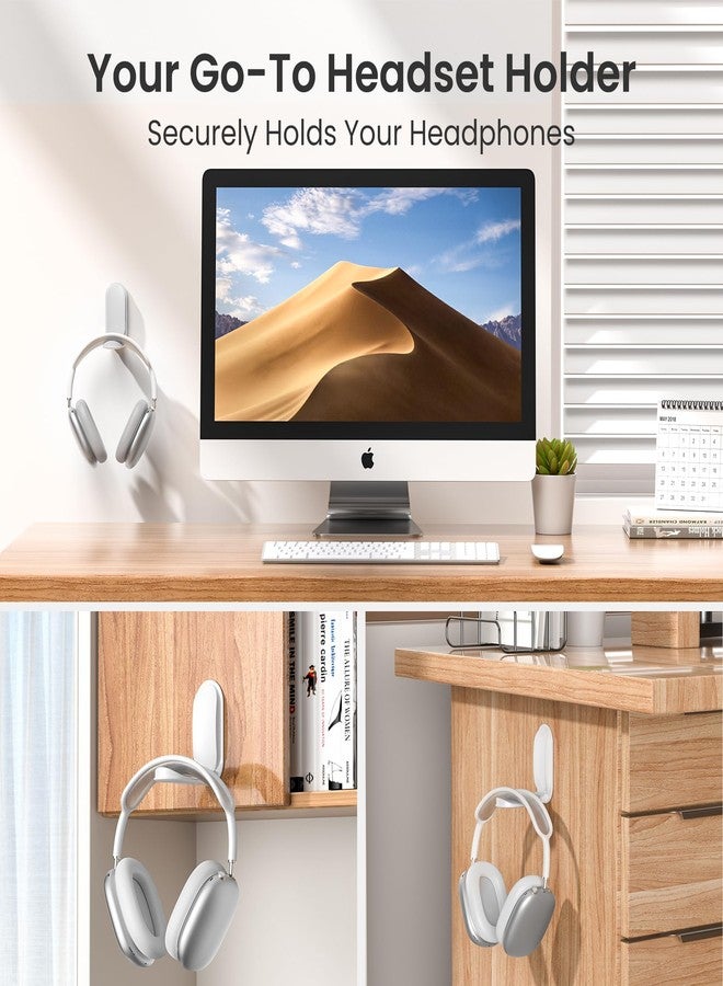 Itramax Wall Mount Headphone Hanger,Magnetic Headset Holder for Desk,1 Pack Adhesive Monitor Headphone Holder,Foldable Sticky PC Gaming Headset Earphone Stand Hook for AirPods Max,Bose,Xbox-White - Image 2