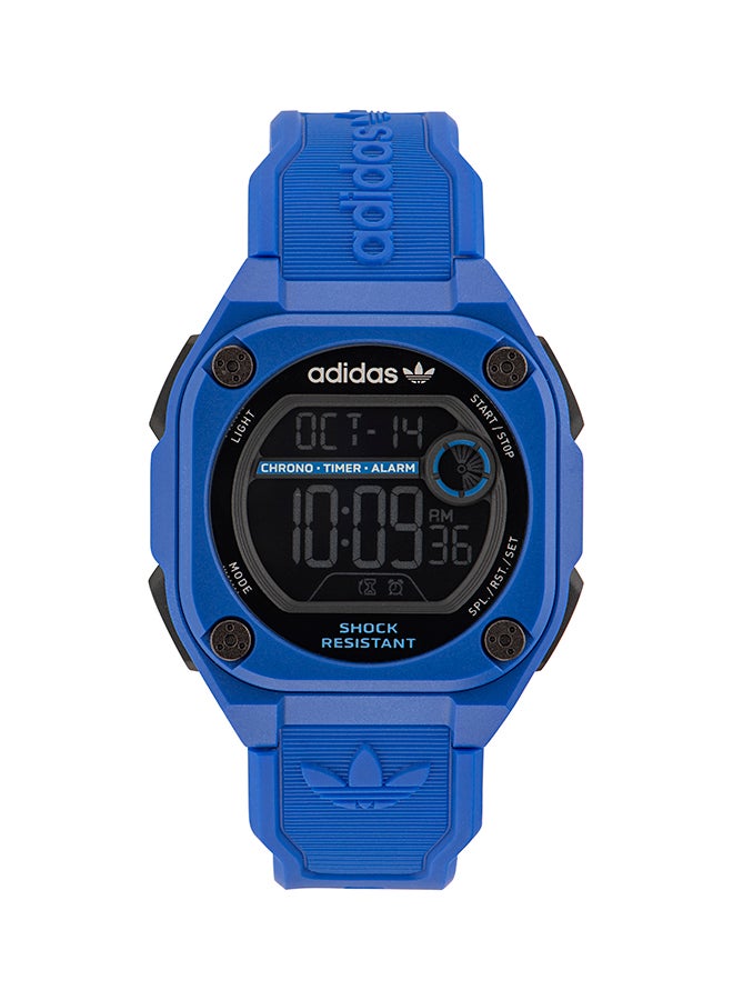 Digital, Blue Resin Case Black Dial Blue Resin Strap