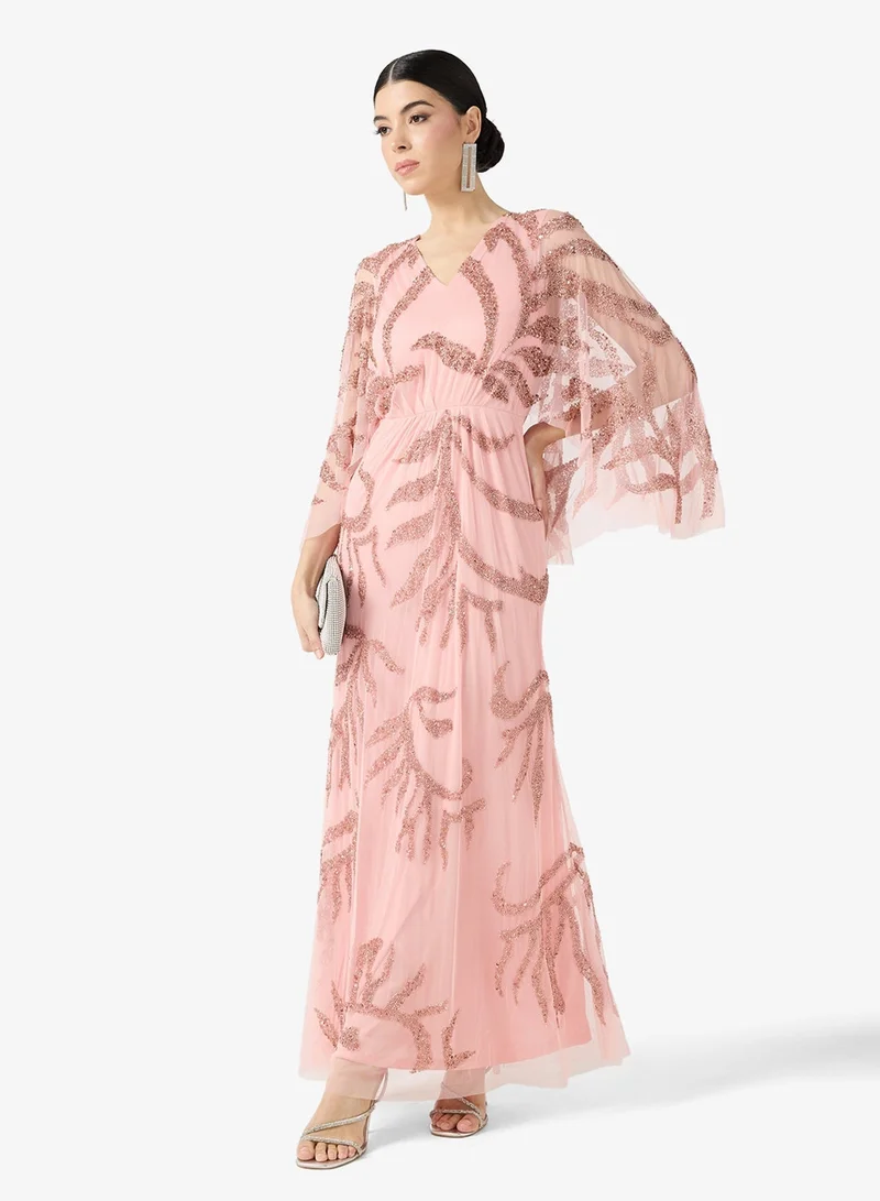 Amelia Rose  Embellished V Neck Maxi Dress for Women | Best Price UAE