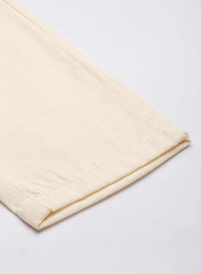 The Indian Garage Co The Indian Garage Co Men Cream Slim Fit Solid Trousers